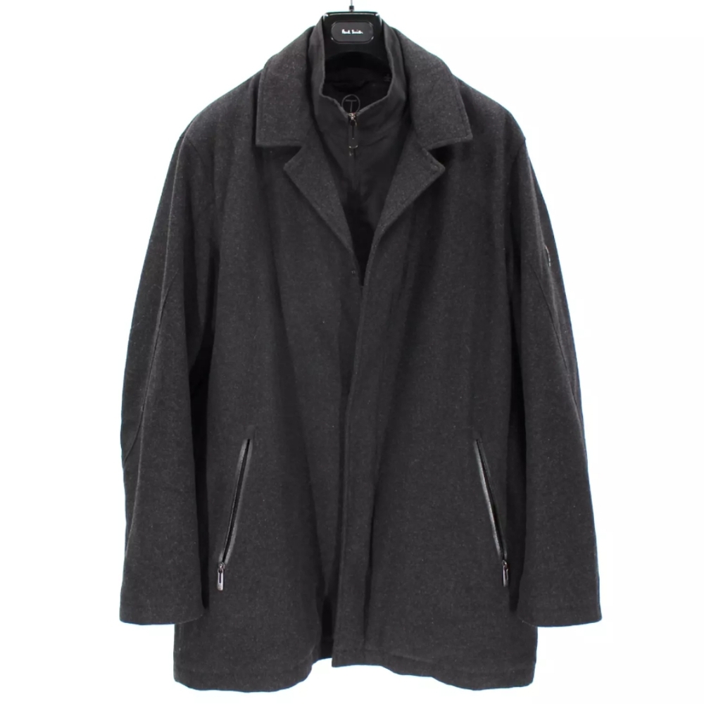 T-Tech By Tumi Charcoal Gray Waterproof Wool Insulated Lined Zip-Up Overcoat XL